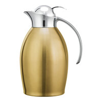 Service Ideas Nicollet 33.8 oz. Vintage Gold Stainless Steel Insulated Carafe / Server with Push Button Lid NIC10BSPBVG