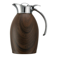 Service Ideas Nicollet 33.8 oz. Dark Wood Stainless Steel Insulated Carafe / Server with Flip Top Lid NIC10BSDW