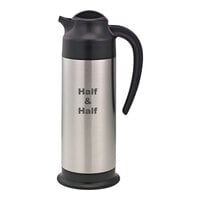 Service Ideas SteelVac® 33.8 oz. Stainless Steel Insulated "Half & Half" Creamer with Black Footed Base and Lid SSN100HHET