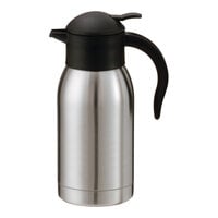Service Ideas SteelVac® 33.8 oz. Stainless Steel Insulated Slim Carafe / Server with Push Button Lid SJ10SS