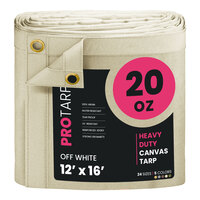 ProTarp 12' x 16' Off-White Extreme Heavy-Duty 20 oz. Poly Canvas Tarp with Reinforced Edges PT-404-12X16
