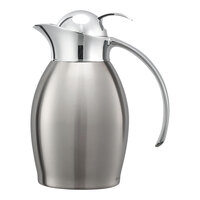 Service Ideas Nicollet 20 oz. Brushed Stainless Steel Insulated Carafe / Server with Push Button Lid NIC06BSPB
