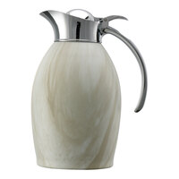 Service Ideas Nicollet 33.8 oz. White Marble Stainless Steel Insulated Carafe / Server with Push Button Lid NIC10BSWM