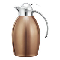 Service Ideas Nicollet 33.8 oz. Rose Gold Stainless Steel Insulated Carafe / Server with Push Button Lid NIC10BSPBRG
