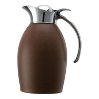 Service Ideas Nicollet 33.8 oz. Italian Leather Stainless Steel Insulated Carafe / Server with Flip Top Lid NIC10BSLTH