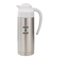 Service Ideas SteelVac® 33.8 oz. Stainless Steel Insulated "Half & Half" Creamer with White Lid S2SN100HHETWHT