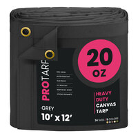 ProTarp 10' x 12' Gray Extreme Heavy-Duty 20 oz. Poly Canvas Tarp with Reinforced Edges PT-401-10X12