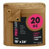 ProTarp 18' x 24' Tan Extreme Heavy-Duty 20 oz. Poly Canvas Tarp with Reinforced Edges PT-405-18X24