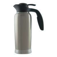 Service Ideas ErgoServ 33.8 oz. Brushed Stainless Steel Insulated Creamer with Black Lid 10-00744-000