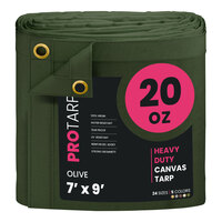 ProTarp 7' x 9' Olive Extreme Heavy-Duty 20 oz. Poly Canvas Tarp with Reinforced Edges PT-403-7X9