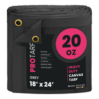 ProTarp 18' x 24' Gray Extreme Heavy-Duty 20 oz. Poly Canvas Tarp with Reinforced Edges PT-401-18X24
