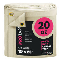 ProTarp 16' x 20' Off-White Extreme Heavy-Duty 20 oz. Poly Canvas Tarp with Reinforced Edges PT-404-16X20