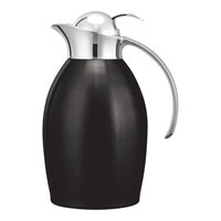 Service Ideas Nicollet 33.8 oz. Black Onyx Stainless Steel Insulated Carafe / Server with Push Button Lid NIC10BSPBBX
