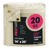 ProTarp 14' x 20' Off-White Extreme Heavy-Duty 20 oz. Poly Canvas Tarp with Reinforced Edges PT-404-14X20