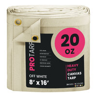 ProTarp 8' x 16' Off-White Extreme Heavy-Duty 20 oz. Poly Canvas Tarp with Reinforced Edges PT-404-8X16