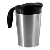 Service Ideas ErgoServ® 64.2 oz. Brushed Stainless Steel Cold Beverage Pitcher with Black Plastic Lid 10-00009-010