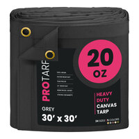 ProTarp 30' x 30' Gray Extreme Heavy-Duty 20 oz. Poly Canvas Tarp with Reinforced Edges PT-401-30X30