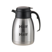 Service Ideas SteelVac® 50.7 oz. Stainless Steel Insulated "Half & Half" Creamer with Black Lid FVPC15HALFET
