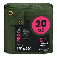 ProTarp 14' x 20' Olive Extreme Heavy-Duty 20 oz. Poly Canvas Tarp with Reinforced Edges PT-403-14X20