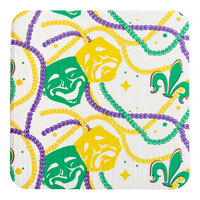 Southern Champion 10" x 10" Square Corrugated Cardboard Cake Pad with Mardi Gras Design - 100/Case