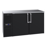 Krowne BS60L-BSS-LR 60" Black Solid Door Back Bar Refrigerator with Stainless Steel Top and Left Side Compressor