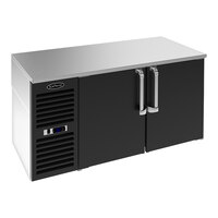 Krowne LS52L 52" Black Solid Narrow Door Low-Profile Back Bar Refrigerator with Galvanized Steel Top and Left Side Compressor