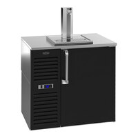 Krowne DB36L-BSS-R 36" Single Tap Kegerator Beer Dispenser with Left Side Compressor - Black, (2) 1/4 Keg Capacity