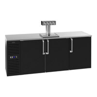 Krowne DB84L-BSS-LRR 84" Quadruple Tap Kegerator Beer Dispenser with Left Side Compressor - Black, (8) 1/4 Keg Capacity