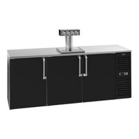 Krowne DB84R-BSS-LRR 84" Quadruple Tap Kegerator Beer Dispenser with Right Side Compressor - Black, (8) 1/4 Keg Capacity