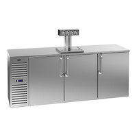 Krowne DB84L-SSS-LRR 84" Quadruple Tap Kegerator Beer Dispenser with Left Side Compressor - Stainless Steel, (8) 1/4 Keg Capacity