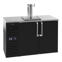 Krowne DB52L-BSS-LR 52" Double Tap Narrow Door Kegerator Beer Dispenser with Left Side Compressor - Black, (4) 1/4 Keg Capacity