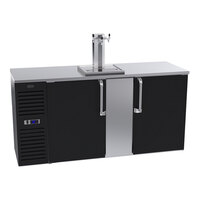 Krowne DB72L-BSS-LR 72" Triple Tap Kegerator Beer Dispenser with Left Side Compressor - Black, (7) 1/4 Keg Capacity