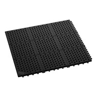 Lavex 3' x 3' Heavy-Duty Black Rubber Connectable Anti-Fatigue Diamond Floor Mat - 1/2" Thick