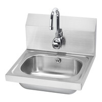Krowne HS-11 15 1/4" x 15 3/4" Wall-Mounted Hand Sink and Royal Series Electronic Sensor Faucet with 2.2 GPM Aerator and 4 1/2" Gooseneck Spout