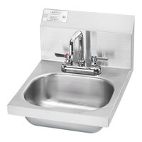 Krowne HS-18 16 1/2" x 14 1/16" Wall-Mounted Hand Sink and Silver Series Faucet with 0.5 GPM Aerator, 4 1/2" Double Bend Spout, and Lever Handles
