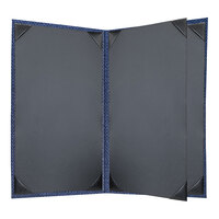 H. Risch, Inc. Milan 8 1/2" x 14" Customizable Azure 4-View Menu Cover - 25/Case