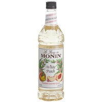 Monin Premium White Peach Flavoring / Fruit Syrup 1 Liter - 4/Case