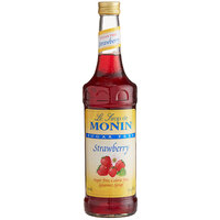 Monin Sugar Free Strawberry Flavoring / Fruit Syrup 750 mL - 12/Case