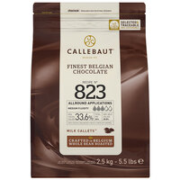 Callebaut Recipe 823 Milk Chocolate Callets™ 5.5 lb. - 8/Case