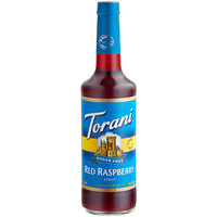 Torani Sugar-Free Red Raspberry Flavoring Syrup 750 mL Glass Bottle - 12/Case