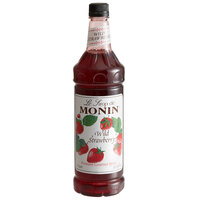 Monin Premium Wild Strawberry Flavoring Syrup 1 Liter - 4/Case