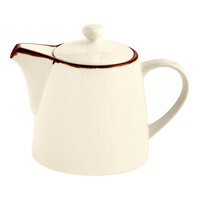 Acopa Keystone 32 oz. Vanilla Bean Porcelain Teapot with Lid