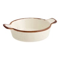 Acopa Keystone 6 oz. Vanilla Bean Porcelain Mini Casserole Dish with Handles - 48/Case