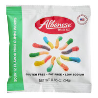 Albanese Mini Sour Neon Gummi Worms 0.85 oz. - 200/Case