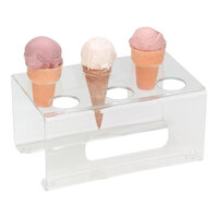 Dispense-Rite 6-Hole Clear Acrylic Ice Cream Cone Holder CTCS-6C