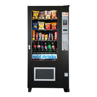 AMS LTF 2-1-1-SSCD 26-Selection Refrigerated Snack and Beverage Vending Machine with High-Capacity Can Tray, Credit Card System, Bill Validator, and Coin Mechanism