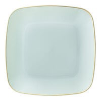 Posh Setting 7 1/4" Turquoise Square Plastic Coupe Plate with Gold Band - 120/Case