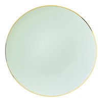 Posh Setting 10 1/4" Turquoise Round Plastic Coupe Plate with Gold Band - 120/Case