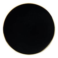 Posh Setting 10 1/4" Black Round Plastic Coupe Plate with Gold Band - 120/Case