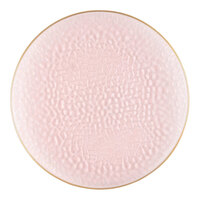 Posh Setting 9" Pink Round Hammered Plastic Coupe Plate with Gold Band - 120/Case